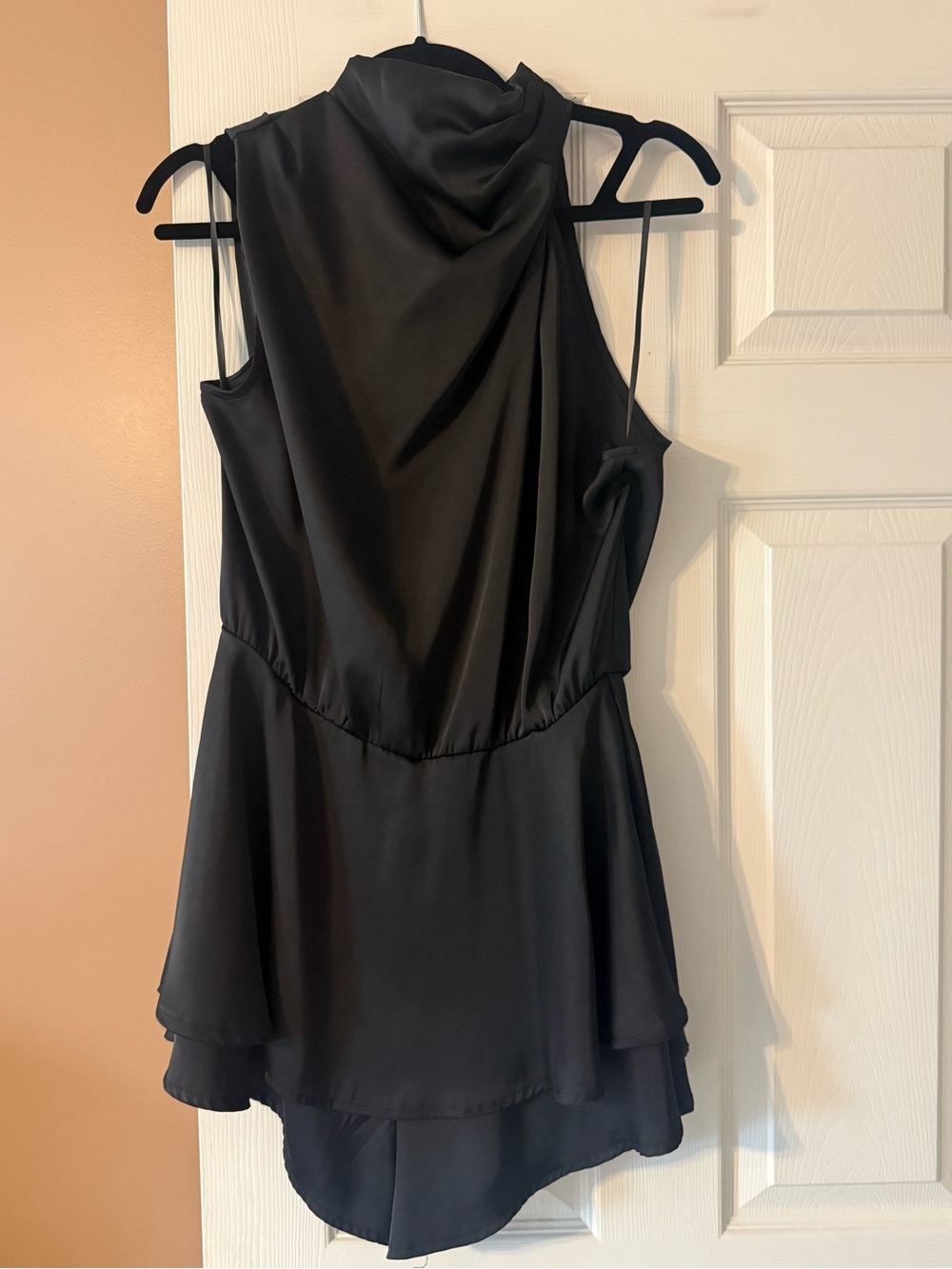 Hello Molly Black Asymmetrical Draped Sleeveless romper
